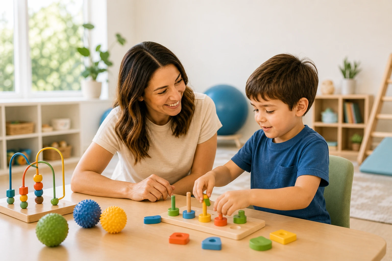 Child playing during a pediatric therapy session