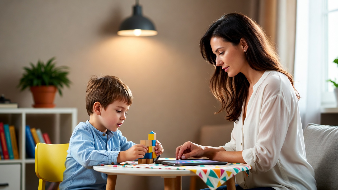 Therapist coaching a parent during an in-home session